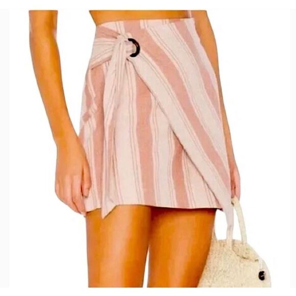 Free People Tuscan Sunrise Pink
Striped Wrap Mini Skirt size 12 - Picture 7 of 8